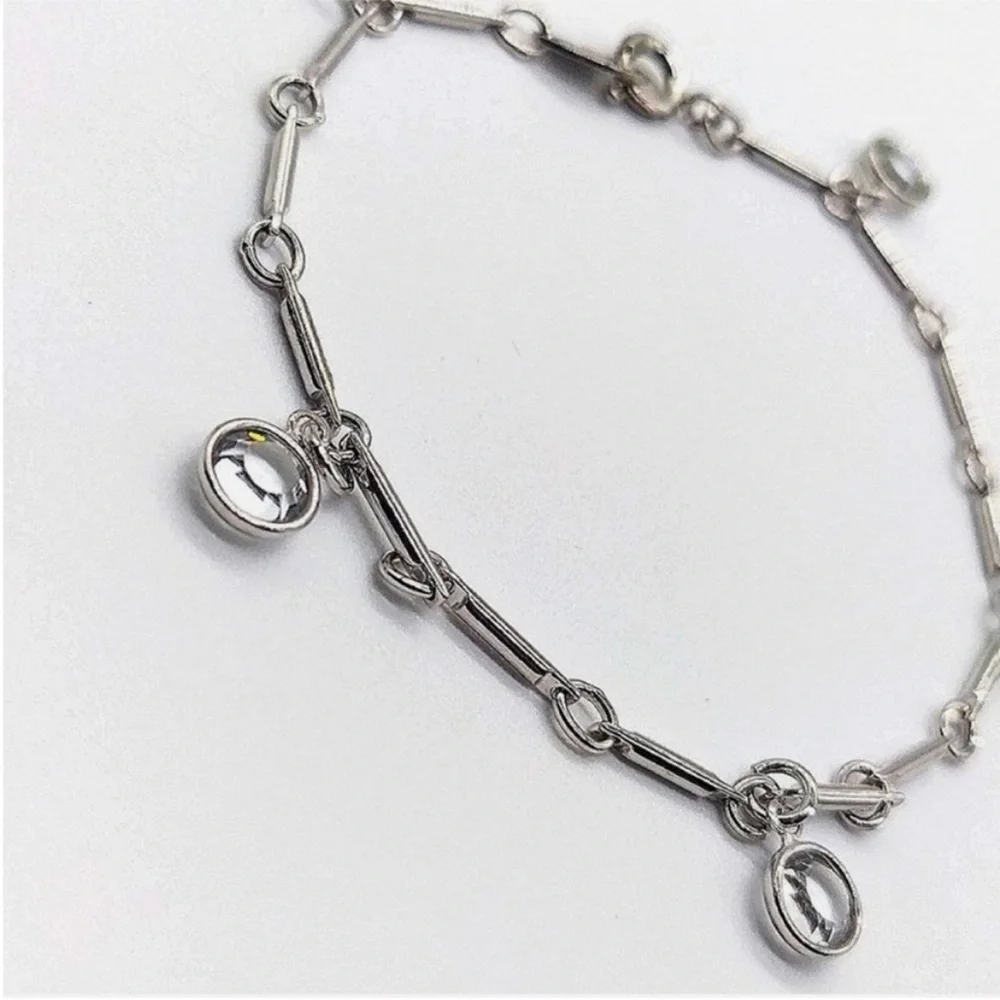 Vintage KJL Crystal Silver Station Bracelet - Picture 3 of 4